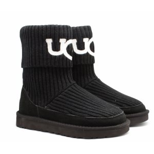 Женские вязаные угги Classic Rib knit black 