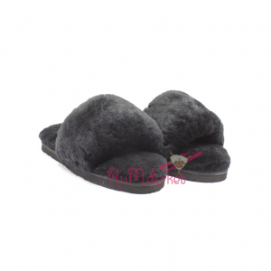 Меховые домашние тапочки Fur Slides - Black