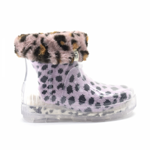 DRIZLITA CLEAR BOOT - Pink Scallop Cheetah