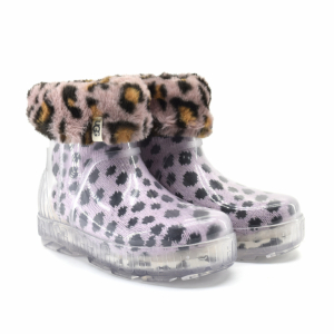 DRIZLITA CLEAR BOOT - Pink Scallop Cheetah