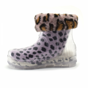 DRIZLITA CLEAR BOOT - Pink Scallop Cheetah