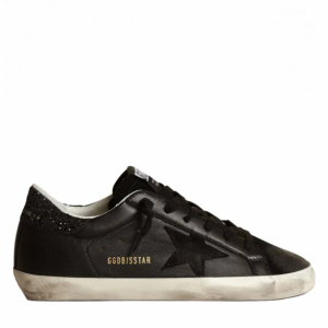  Super-Star In Black Nappa With Black Star And Glitter Heel Tab