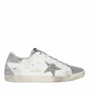 Super-Star Wmns White Silver Glitters